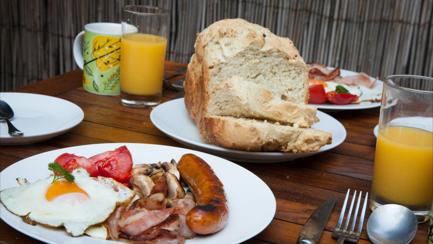 BBQ Breakfast with homemade bread