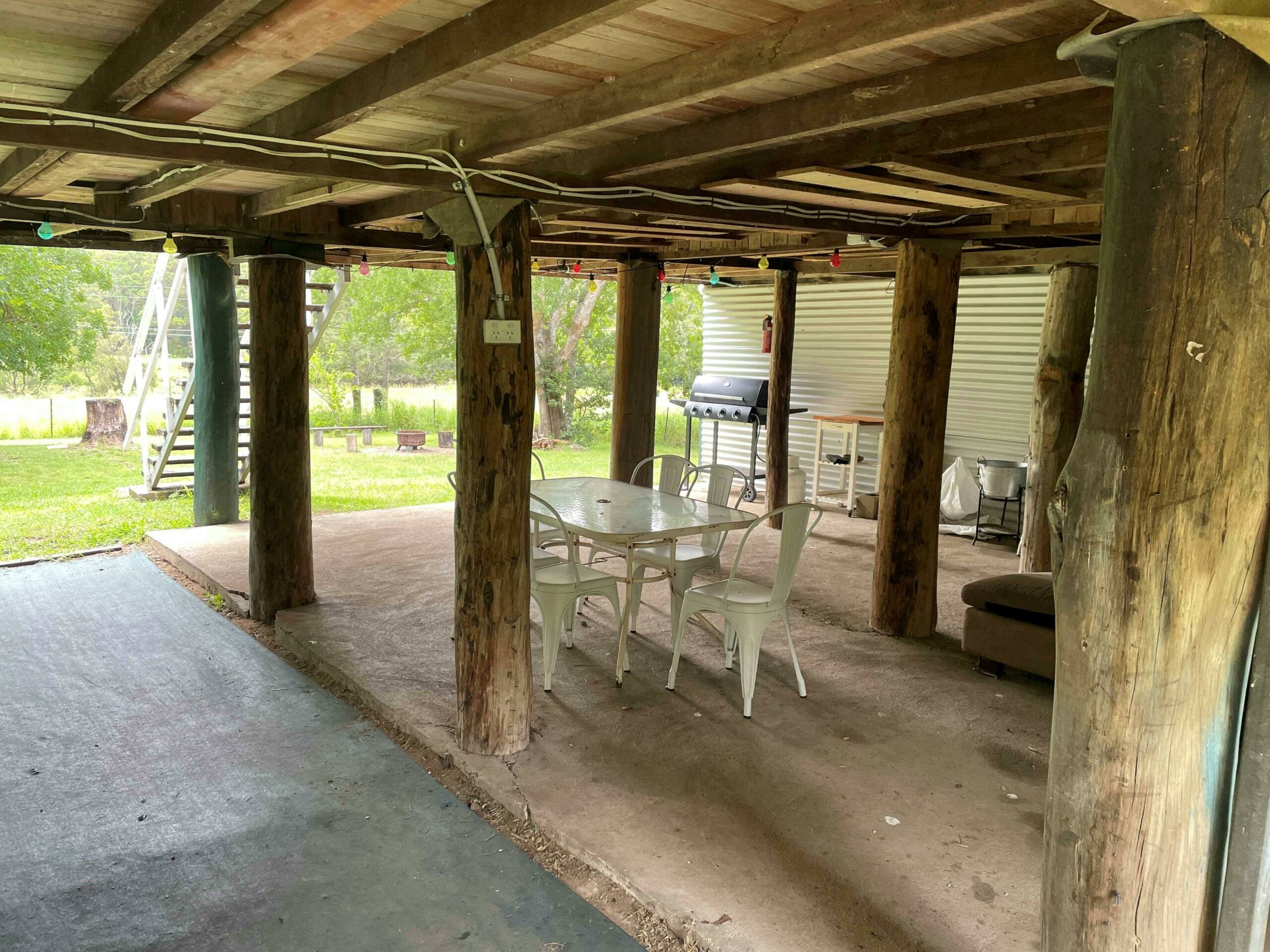 Under the cottage entertainment area