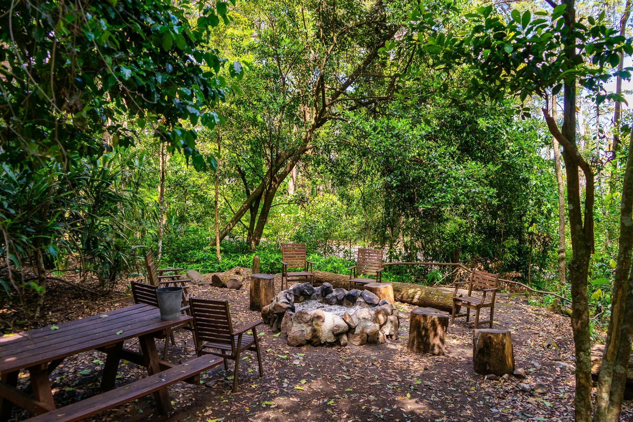 Image shows a fire pit at the campsite