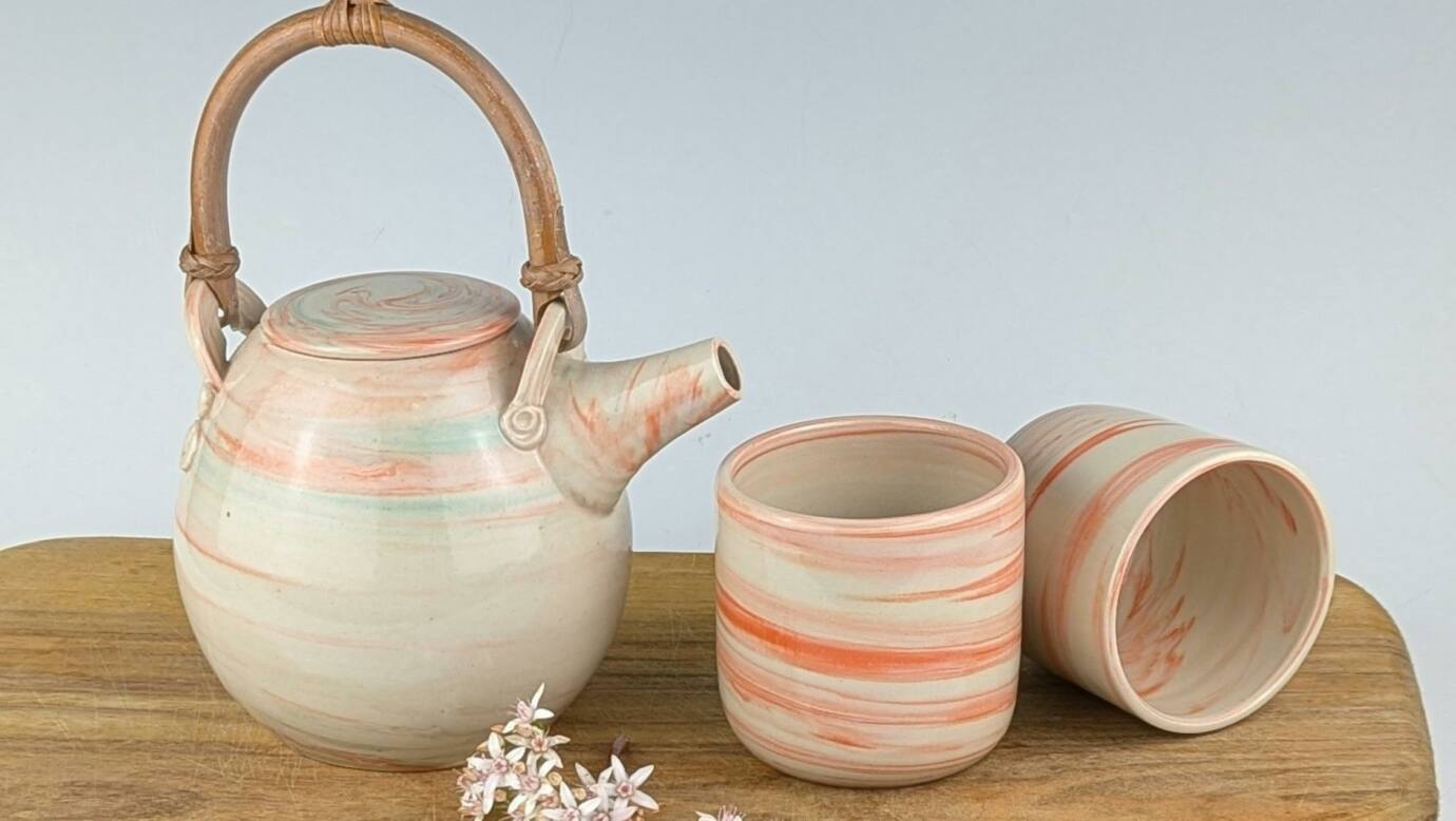 Porcelain tea set by PJ Pottery